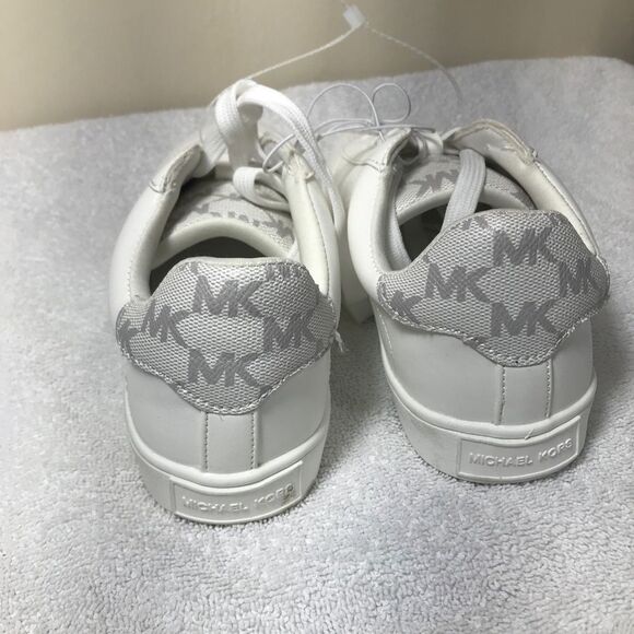 Michael Kors  Faux Leather MK Logo Print White Sneakers Shoes Youth size 4 - Picture 7 of 9